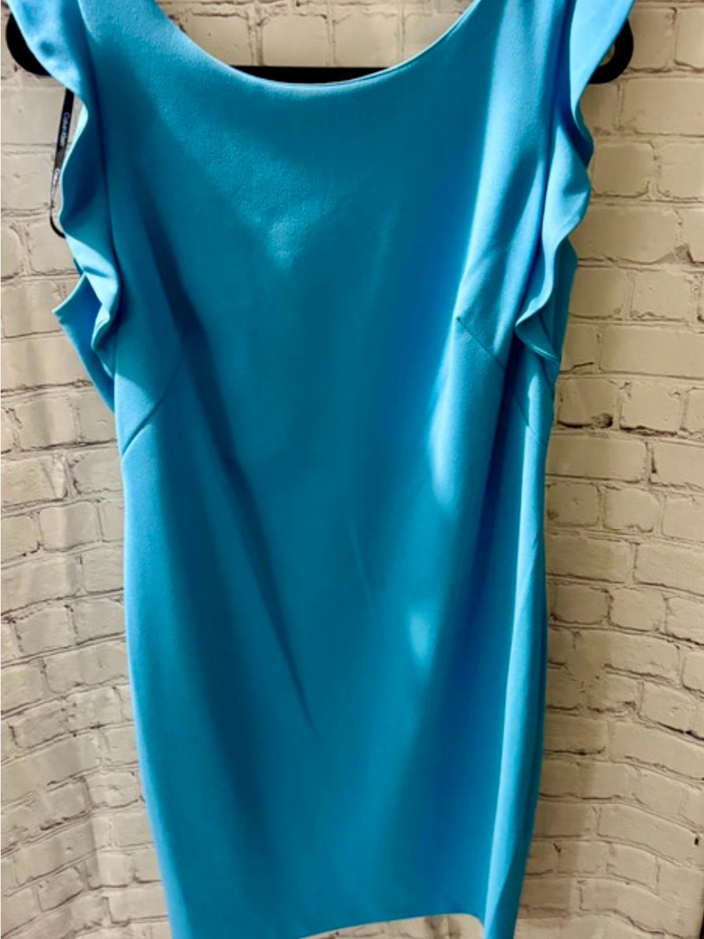 Calvin Klein Turquoise Ruffle-Sleeve Sheath Dress